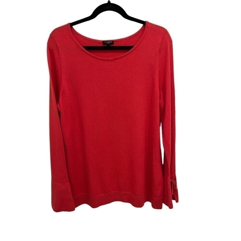 talbots Women's Size X Crewneck Sweater Red Long Sleeve Stretch Fit Pullover